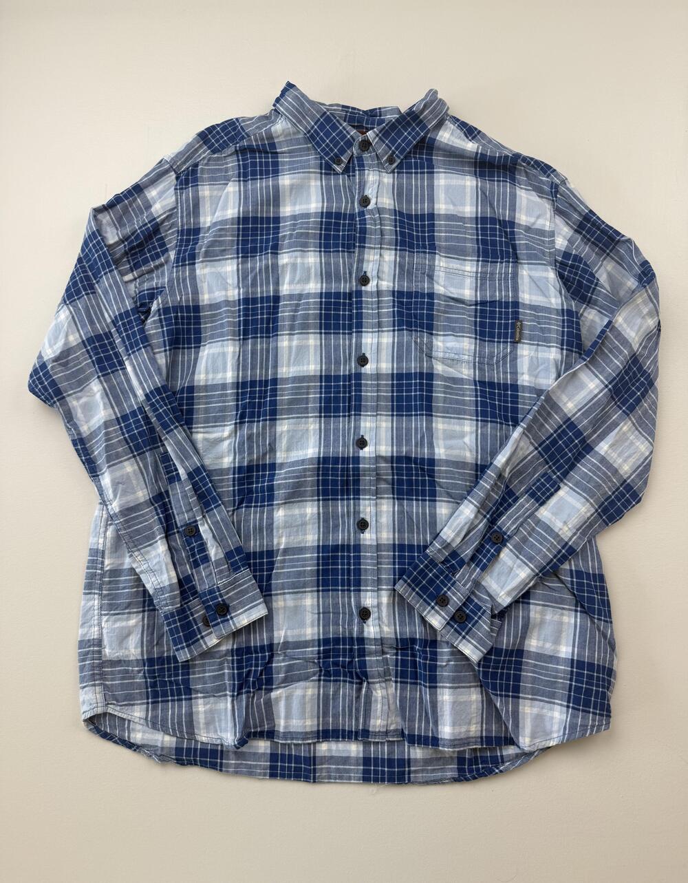 Columbia Shirt Mens XL Blue Plaid Long Sleeve Button Up Casual Outdoor Hiking